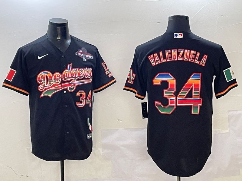 Men Los Angeles Dodgers #34 Valenzuela Black Fashion Game 2025 Nike MLB Jersey style 3123